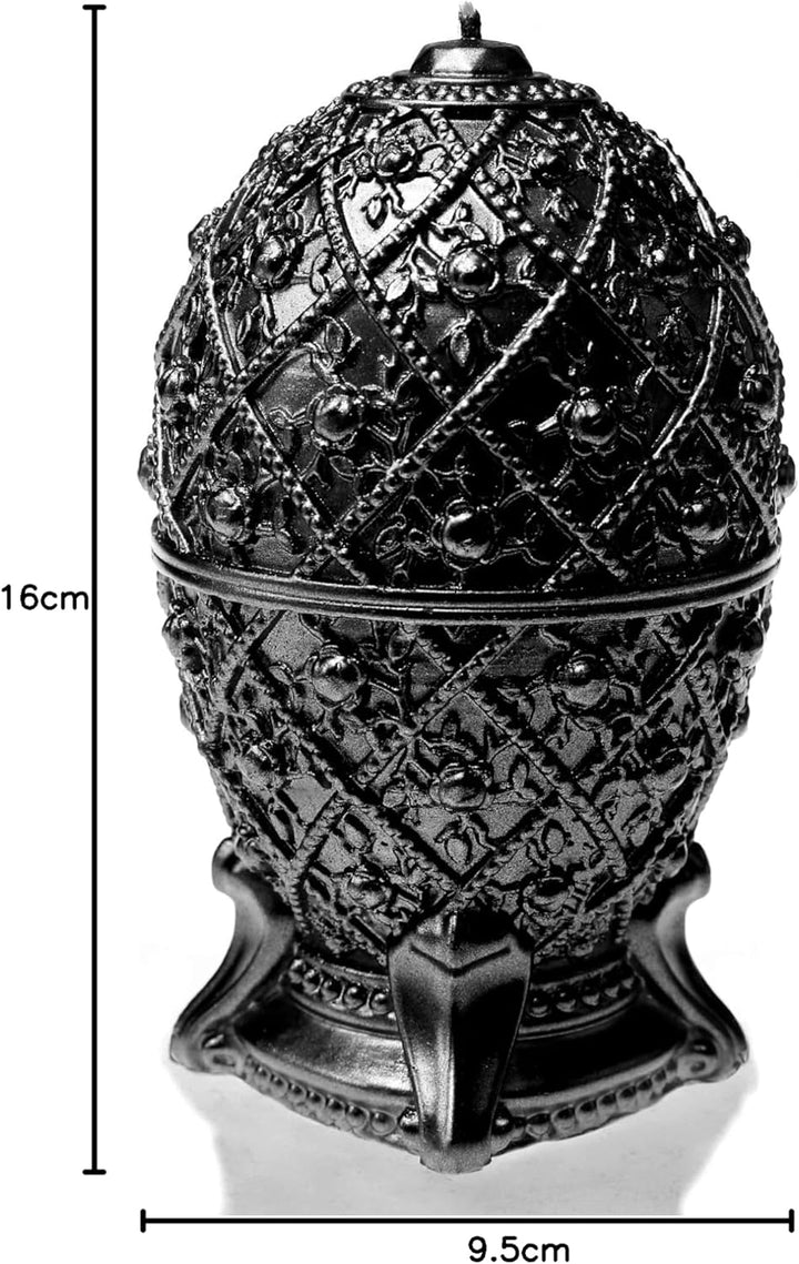 Candellana Kerze Mittleres Faberge-Ei Low Poly, Höhe: 16 cm, Handgemacht in der EU (Black Metallic),