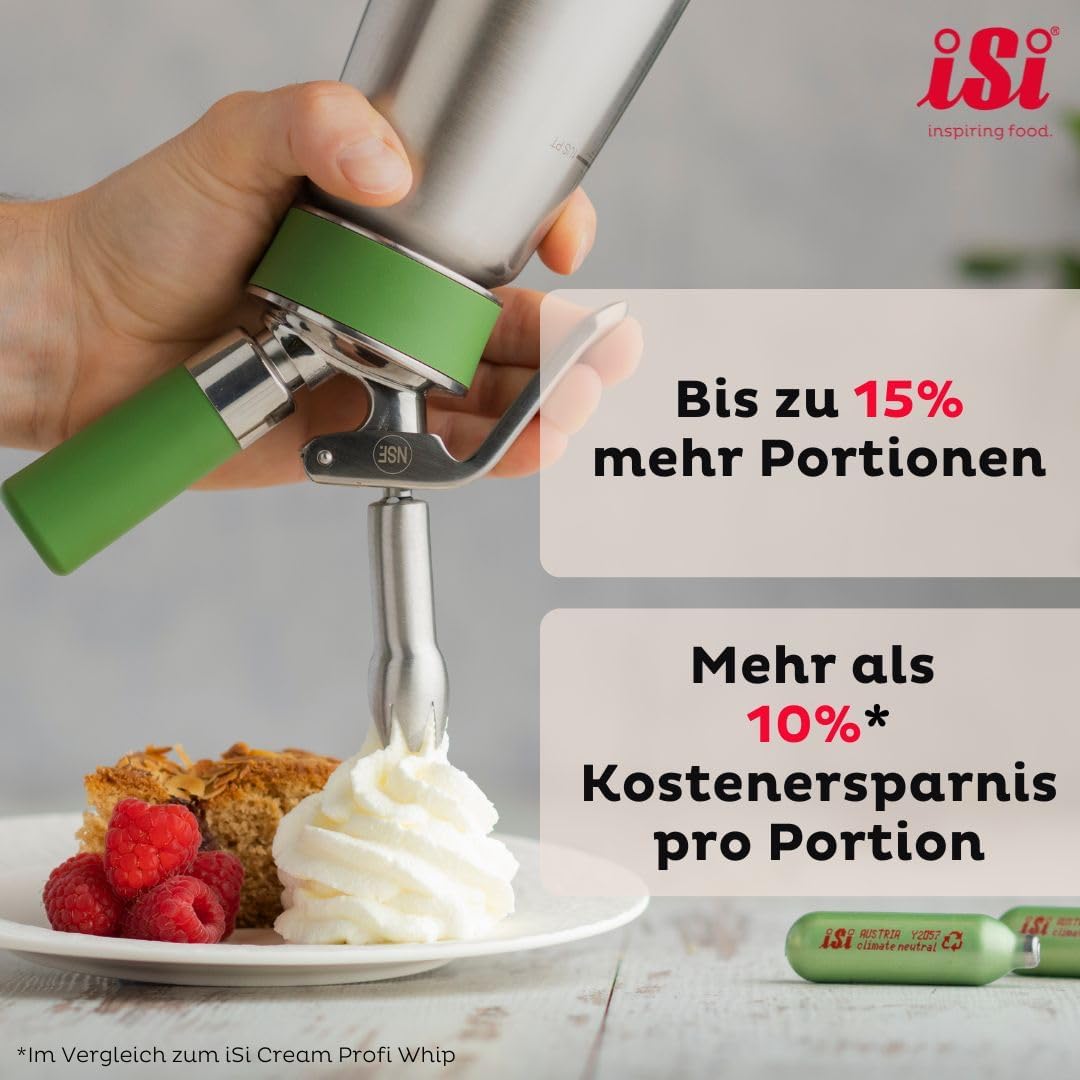 iSi Sahnespender Green Whip für vegane und tierische Schlagsahne - 0,5L - Sahnesyphon aus rostfreiem
