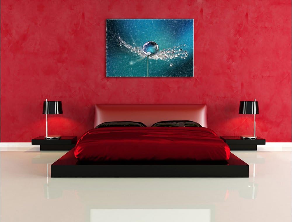 Pixxprint Wassertropfen auf Einer Pusteblume als Leinwandbild/Grösse: 100x70 cm/Wandbild/Kunstdruck/