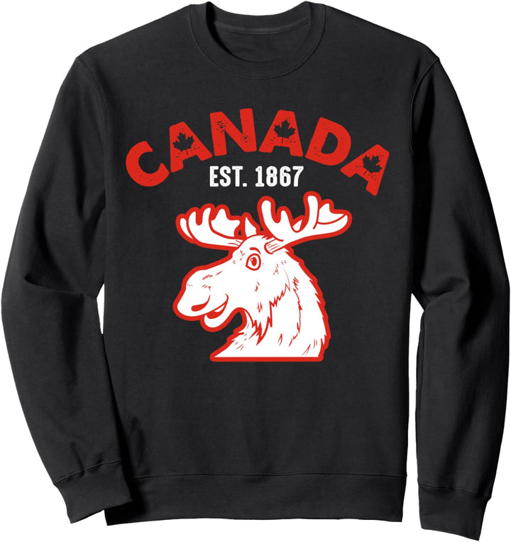 Vintage Kanada Flagge lustiges Elch-rotes Ahornblatt Sweatshirt