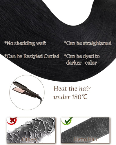 Hetto Tressen Echthaar Extensions Schwarz Tressen Extensions Echthaar Remy Tressen Extensions zum Ei