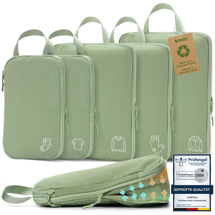Koffer Organizer Packing Cubes Compression für Koffer und Rucksack, Nylon Packwürfel Organizer Set,T