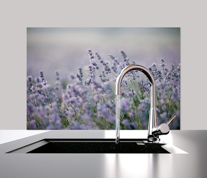 Cuadros Lifestyle Küchen Spritzschutz „Lavendel“ 60x40 cm | Küchenrückwand | Alu-DiBond | Fliesensch