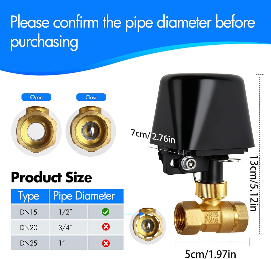 Smart Water Valve WIFI/Bluetooth Wasserventil Steuerung, Sprachsteuerung Wasserventil Kompatibel mit
