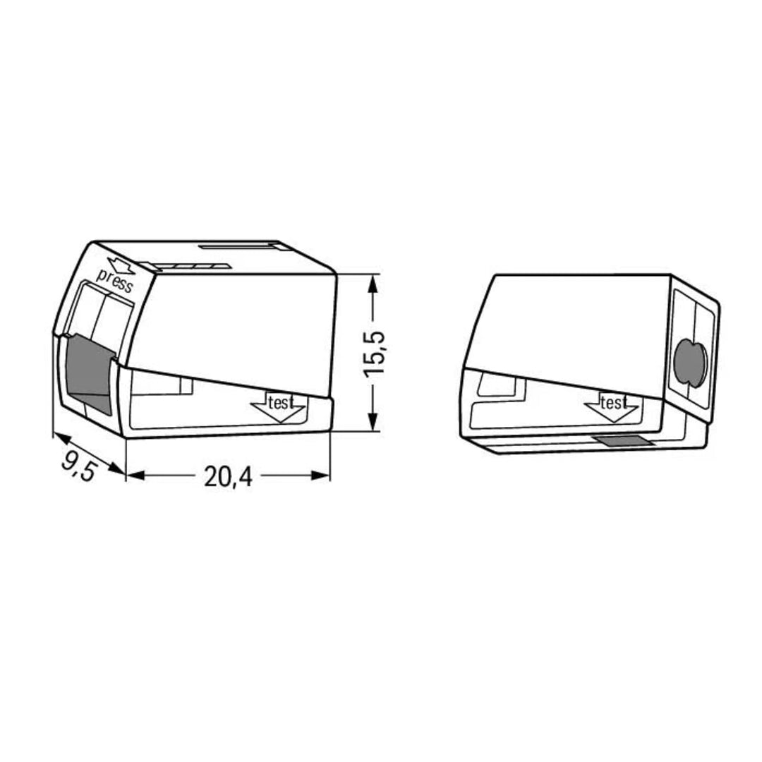 WAGO 2-Leiter-Leuchtenklemme 224-112 | Nennquerschnitt: 2,5 mm², für ein- und feindrähtige Leiter, 1