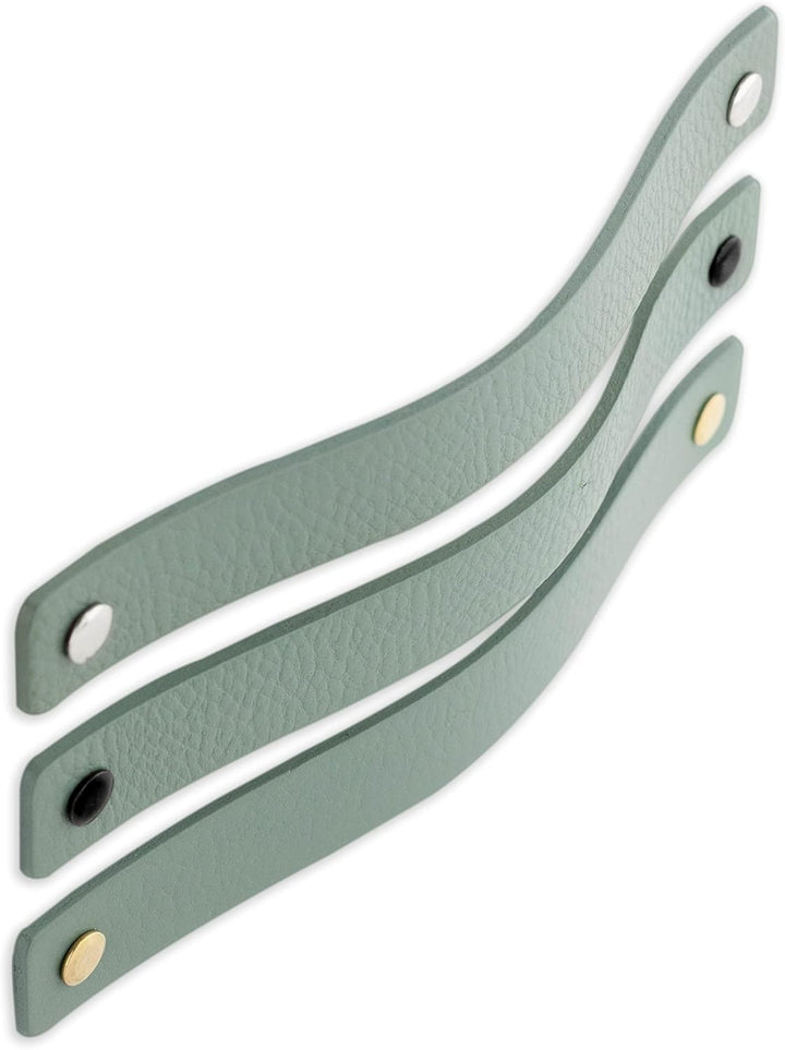 Brute Strength - Ledergriffe für Möbel - Blassgrün - 12 Stück - 20 x 2,5 cm - Schrankgriff, Türgriff