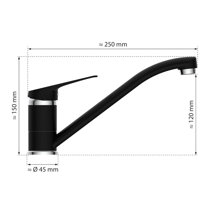 EISL Spültischarmatur SPEED, Wasserhahn Küche Chrom/Schwarz, Einhebelmischer Küche 360° schwenkbar i