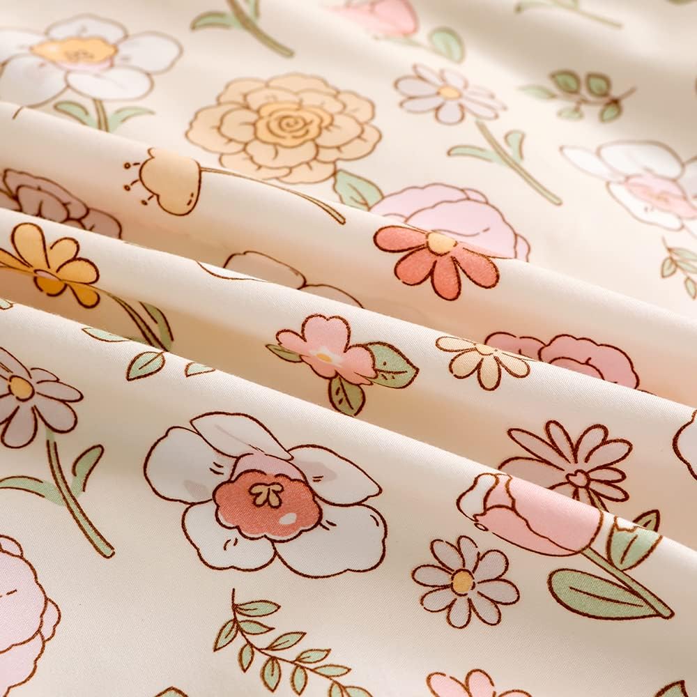YASMENG Bettwäsche 155x220 Blumen Muster Beige Rosa Bettwäsche 3 Teilig Weich Kuschelig Mikrofaser B