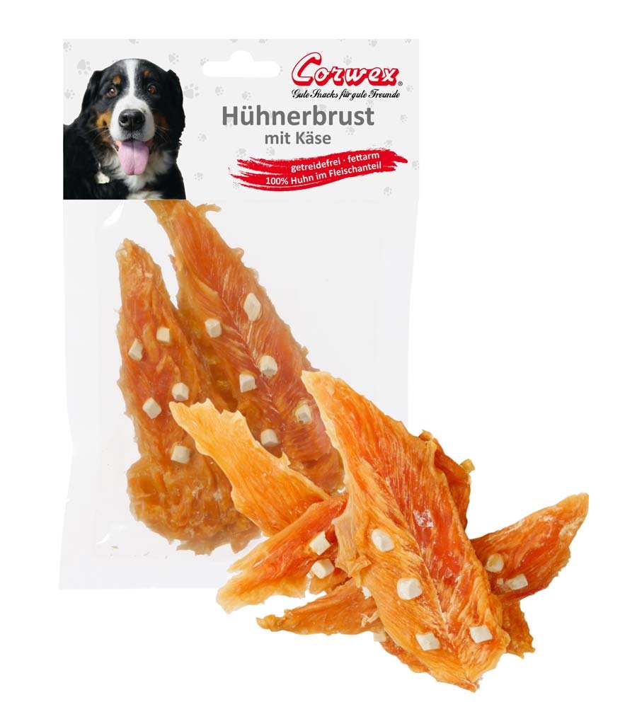 Corwex Hundesnack Hühnerbrust mit Käse (12 x 70g), 12 x 70g