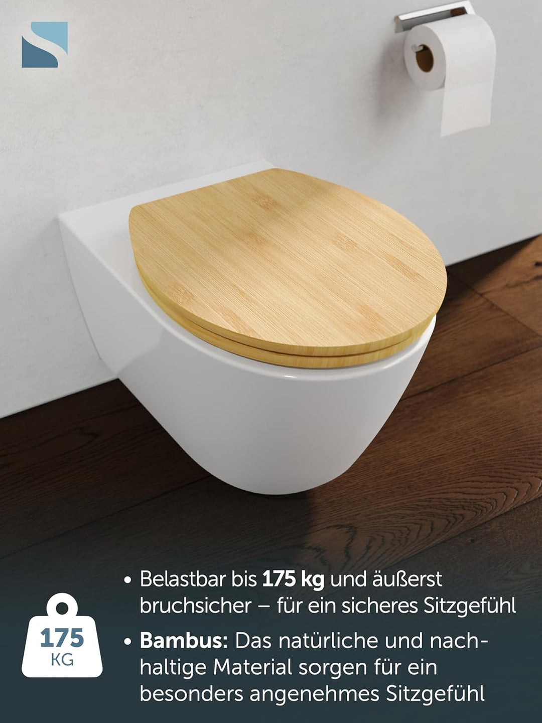 SCHÜTTE WC Sitz mit Absenkautomatik & Schnellverschluss | Abnehmbarer Toilettendeckel Holz zur Reini