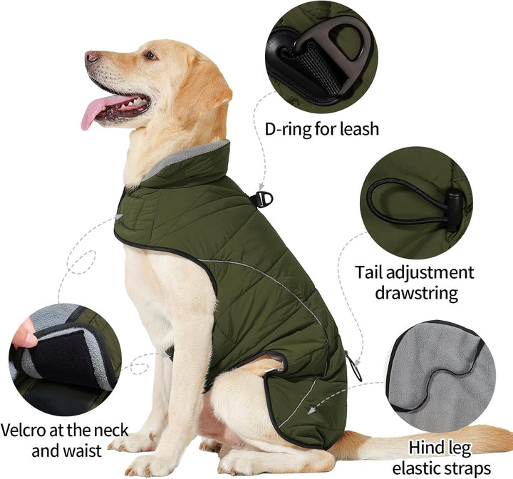 HEYWEAN Mantel Hund Wasserdicht Hundemantel Warm Winter Hundejacke Fleece Hunde Pullover Wintermante