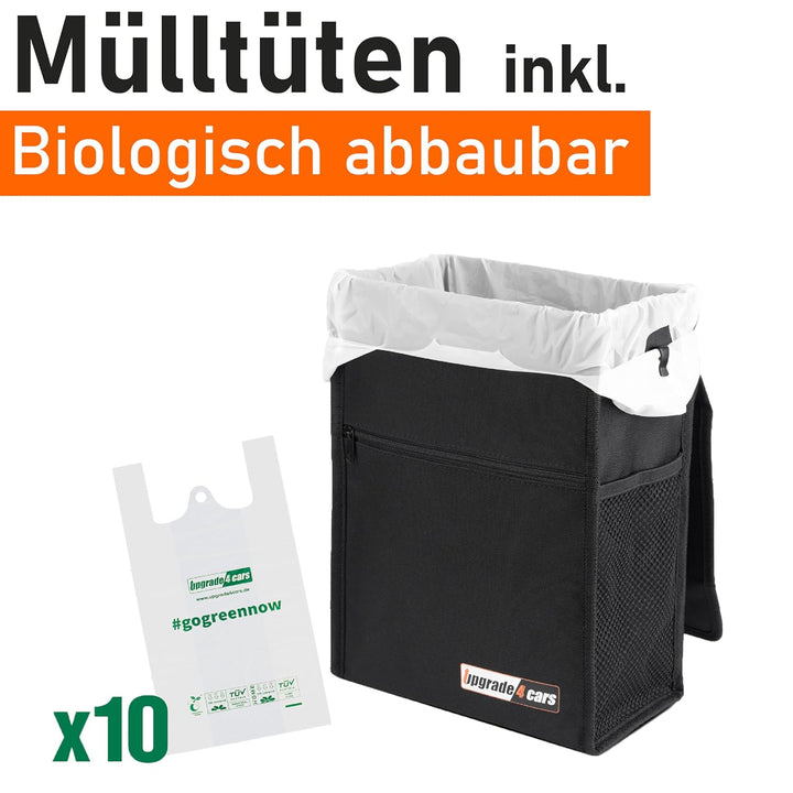 Upgrade4cars Auto Mülleimer mit Deckel & Mülltüten | 2 Liter Kfz Abfalleimer hängend für Fussraum Ko