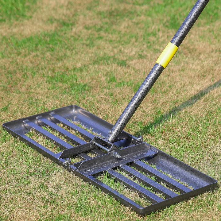 Rasenrechen 220cm, klappbarer Nivellierrechen mit 68x25cm Kopf für Rasenplanierung, Erdboden Verteil