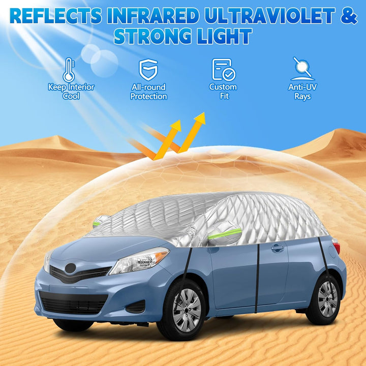 Halbgarage für Toyota Yaris 2013-2025 XP150, Halbe Autoabdeckung Winter Sommer, Abdeckplane Auto Sch