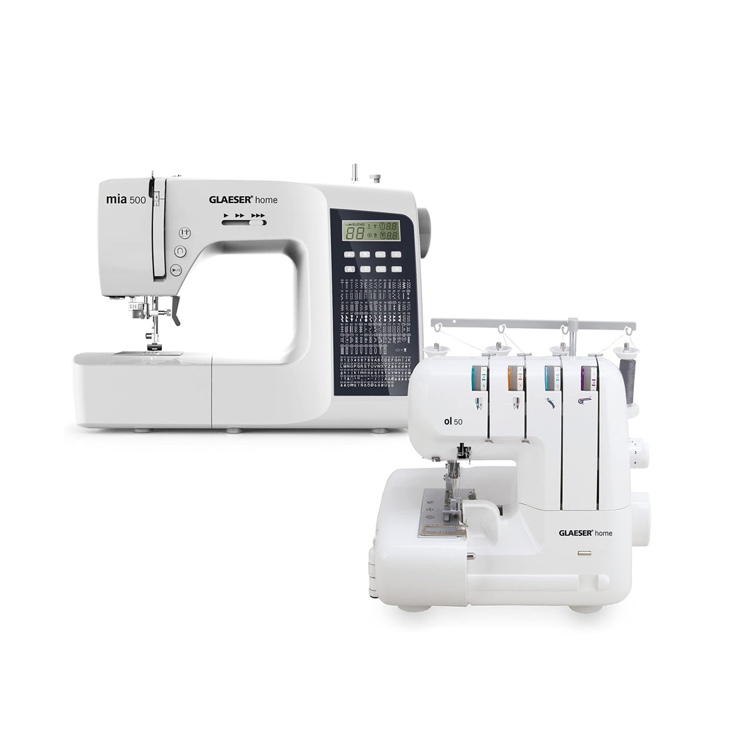 GLAESERhome Nähmaschinen Bundle | Anfänger Nähmaschine & Overlock Nähmaschine | Einfache Handhabung