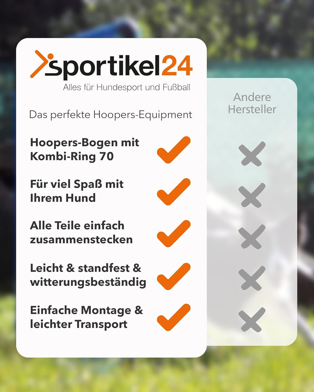 Hoopers Hoop mit Ring 70 – Agility Hoopers Reifen für Hundetraining – Hoop Orange/Sprungring Blau