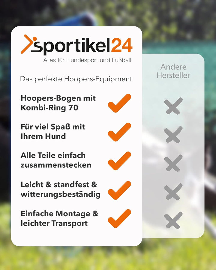 Hoopers Hoop mit Ring 70 – Agility Hoopers Reifen für Hundetraining – Hoop Orange/Sprungring Blau