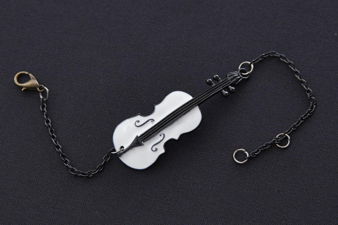 Miniblings Geige Violine Viola Bratsche Geiger Musik Armband weiss - Modeschmuck handmade - Damen Mä
