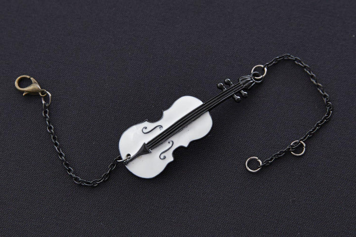 Miniblings Geige Violine Viola Bratsche Geiger Musik Armband weiss - Modeschmuck handmade - Damen Mä