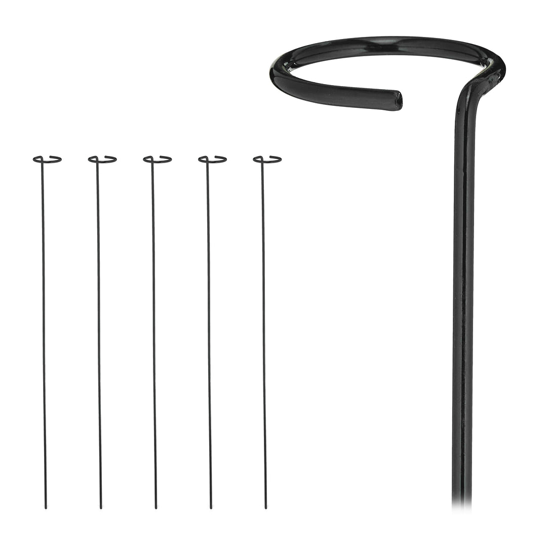 Relaxdays 12 x Pflanzstäbe Metall, Rankstäbe mit Ring, Metallstäbe Garten, Rankhilfe Stäbe, 80 cm la