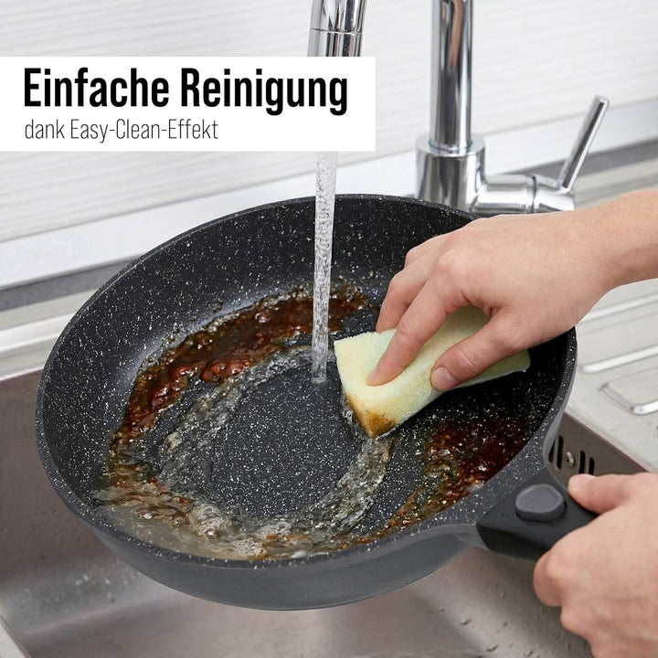 STONELINE SMART Pfannenset 6-teilig 20/24/28 cm, Pfanne Aluguss, Abnehmbarer Griff Pfannenwender Pfa