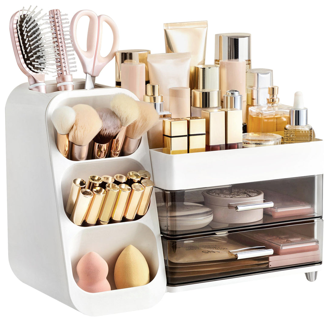 HBlife Makeup Kosmetik Organizer mit Schubladen, Pinsel Organizer, 3-in-1 Plastic Kosmetik Aufbewahr