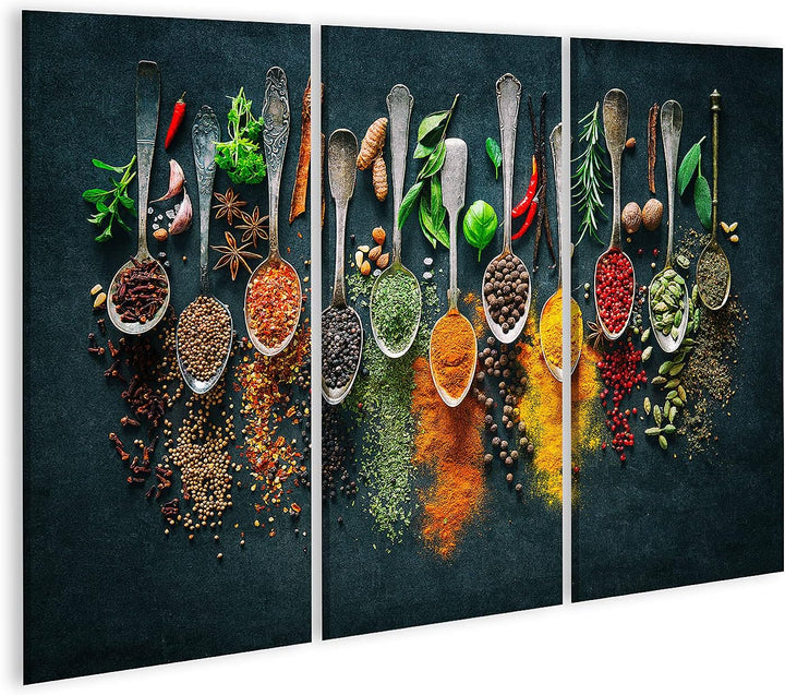 islandburner Bild auf Leinwand Bunte Verschiedene Kräuter Gewürze Kochen Dunkler Hintergrund Bilder