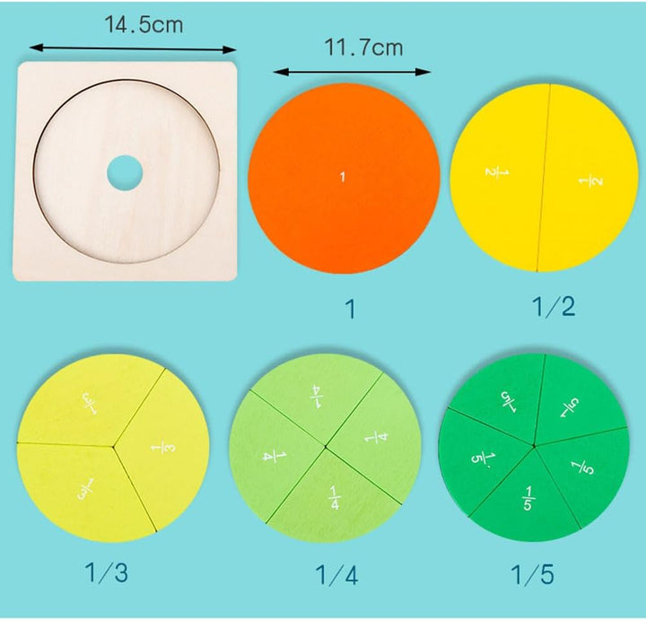 BESTonZON Buntes Holz bruchkreis lernspielzeug für Vielseitige Bruchscheiben zur Anschaulichen Mathe