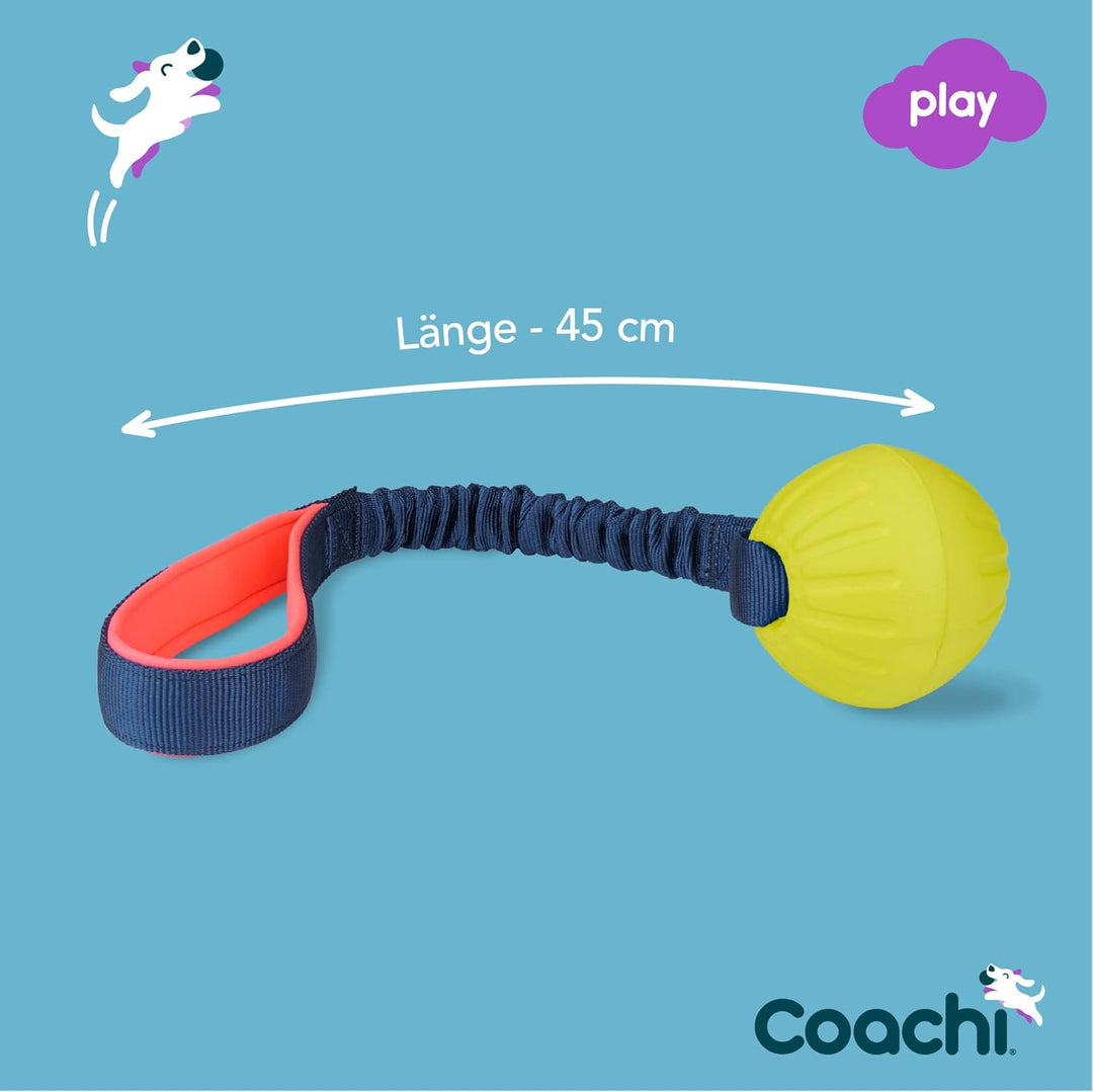 Coachi Tuggi Ball, Robustes Design, leicht, sicher, dehnbarer Bungee-Griff, ideal für alle Hunde & W