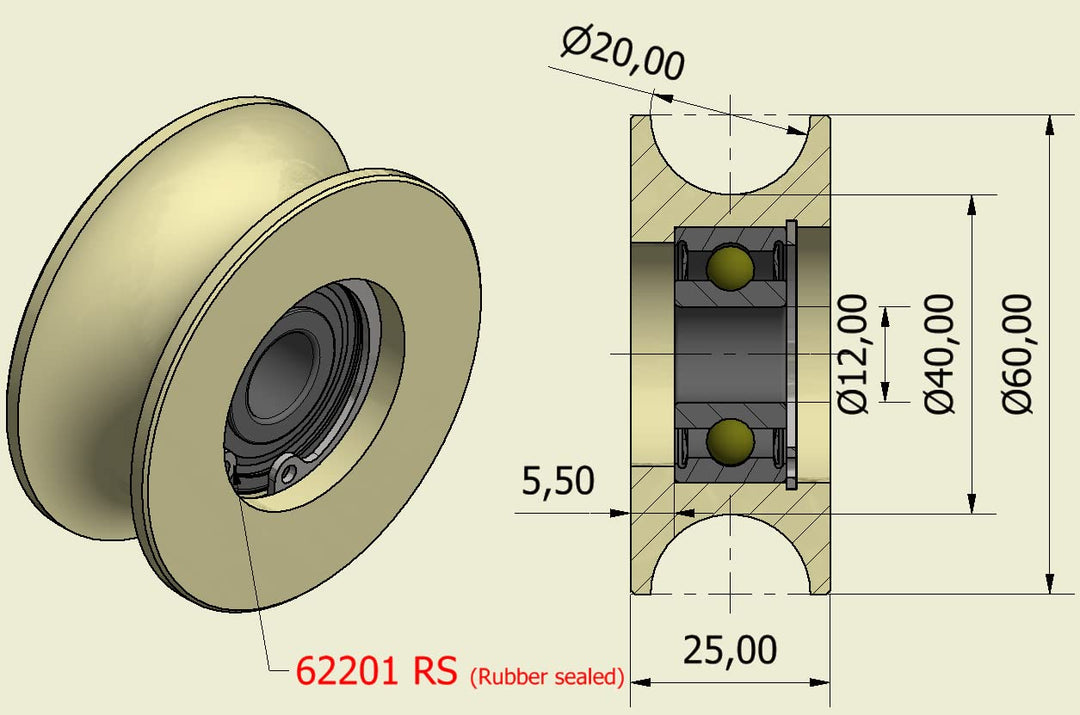 4 x 60 mm Durchmesser gefräste Nylon-Riemenscheiben, verschiedene Rillengrössen, hergestellt in der