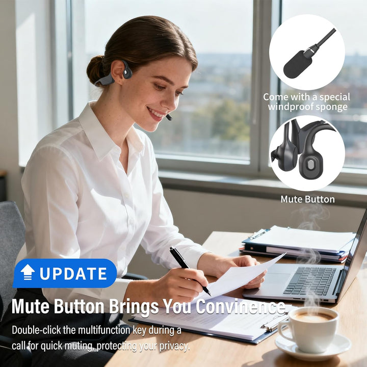 MONODEAL Knochenschall Kopfhörer Bluetooth Headset mit Mikrofon, Bluetooth 5.3 Kopfhörer Open Ear mi