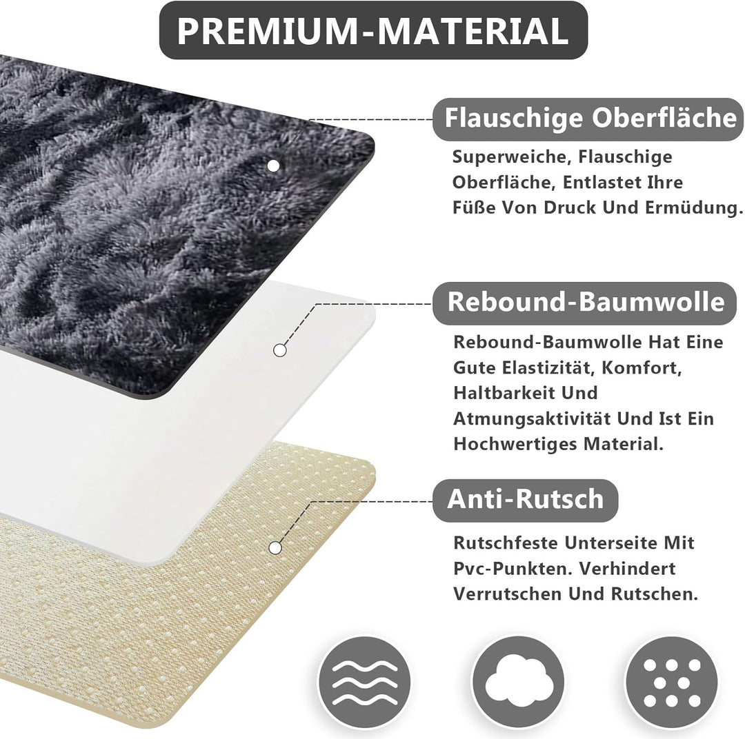 Bibykivn Teppich Wohnzimmer Hochflor Teppiche Waschbarer, 80x160cm Moderner Langflor Teppiche Anti-R
