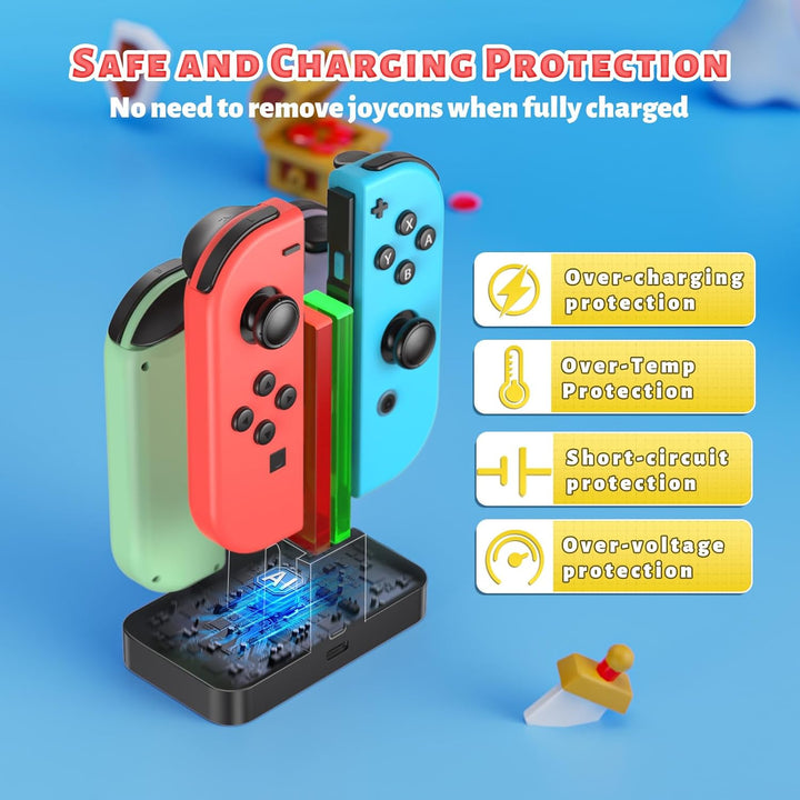 FASTSNAIL Ladestation für Switch Controller, Ladestation Kompatibel mit Nintendo Switch&Switch OLED，