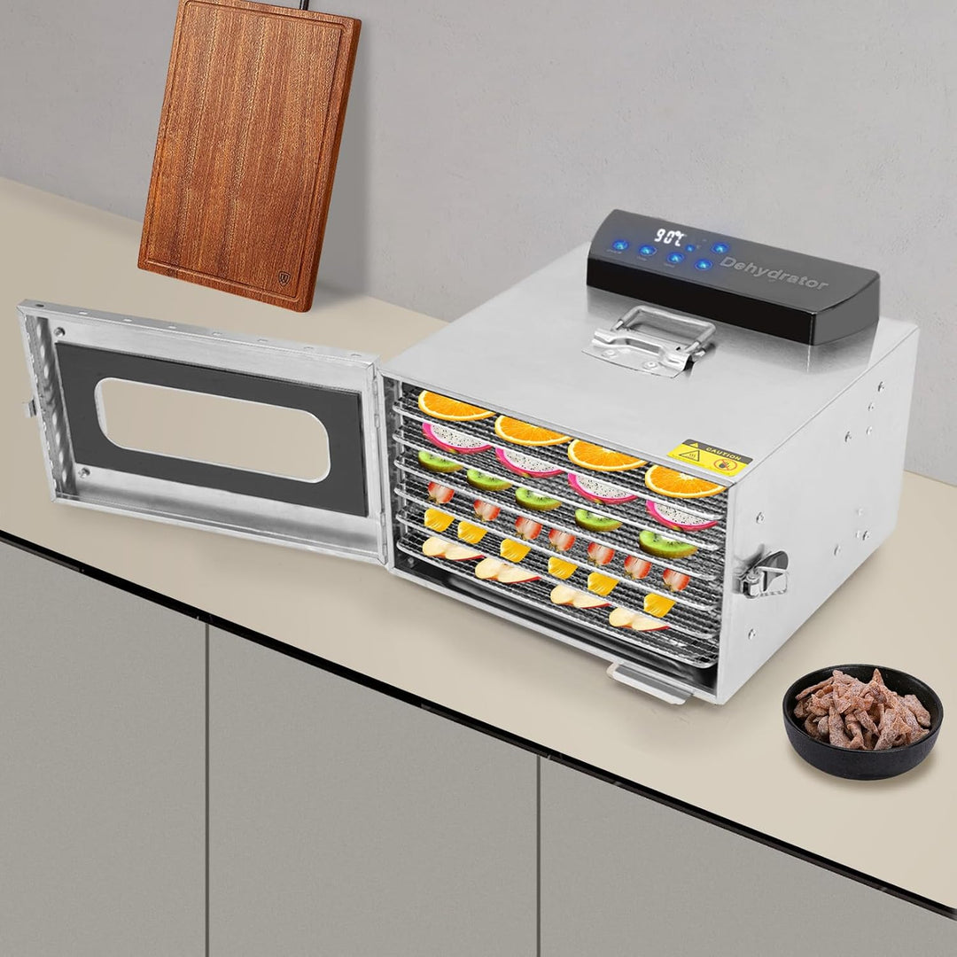 Dörrautomat Edelstahl Lebensmittel 6 Etagen Dörrgerät LCD Timer Obsttrockner, Fleisch Küche Gemüse D