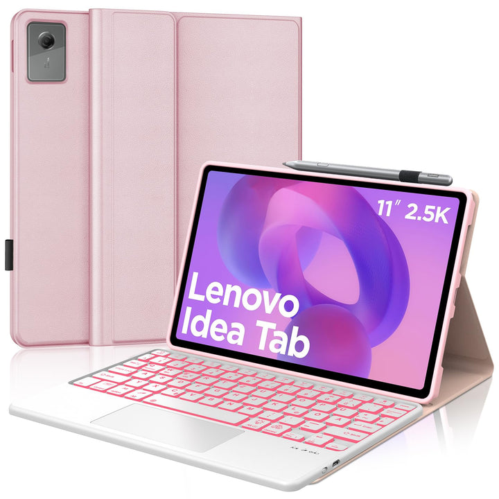 11 Zoll Bluetooth Tastatur Hülle für Lenovo Idea Tab 11, Deutsch QWERTZ mit 7-Farben Licht und Touch