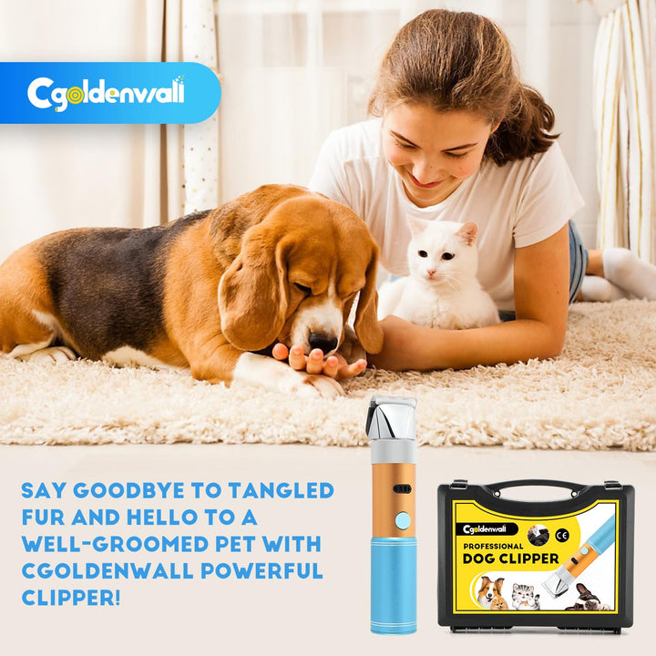 400W Profi Hundeschermaschine CGOLDENWALL Akku Tierhaarschneider 5h Standby Geräuscharm weniger als