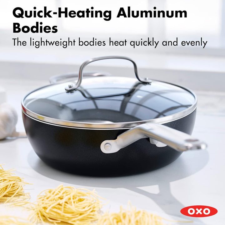OXO Agility 3QT Kochtopf mit Glasdeckel, Keramik-Antihaft-Kochgeschirr, PFAS-frei, induktionsgeeigne
