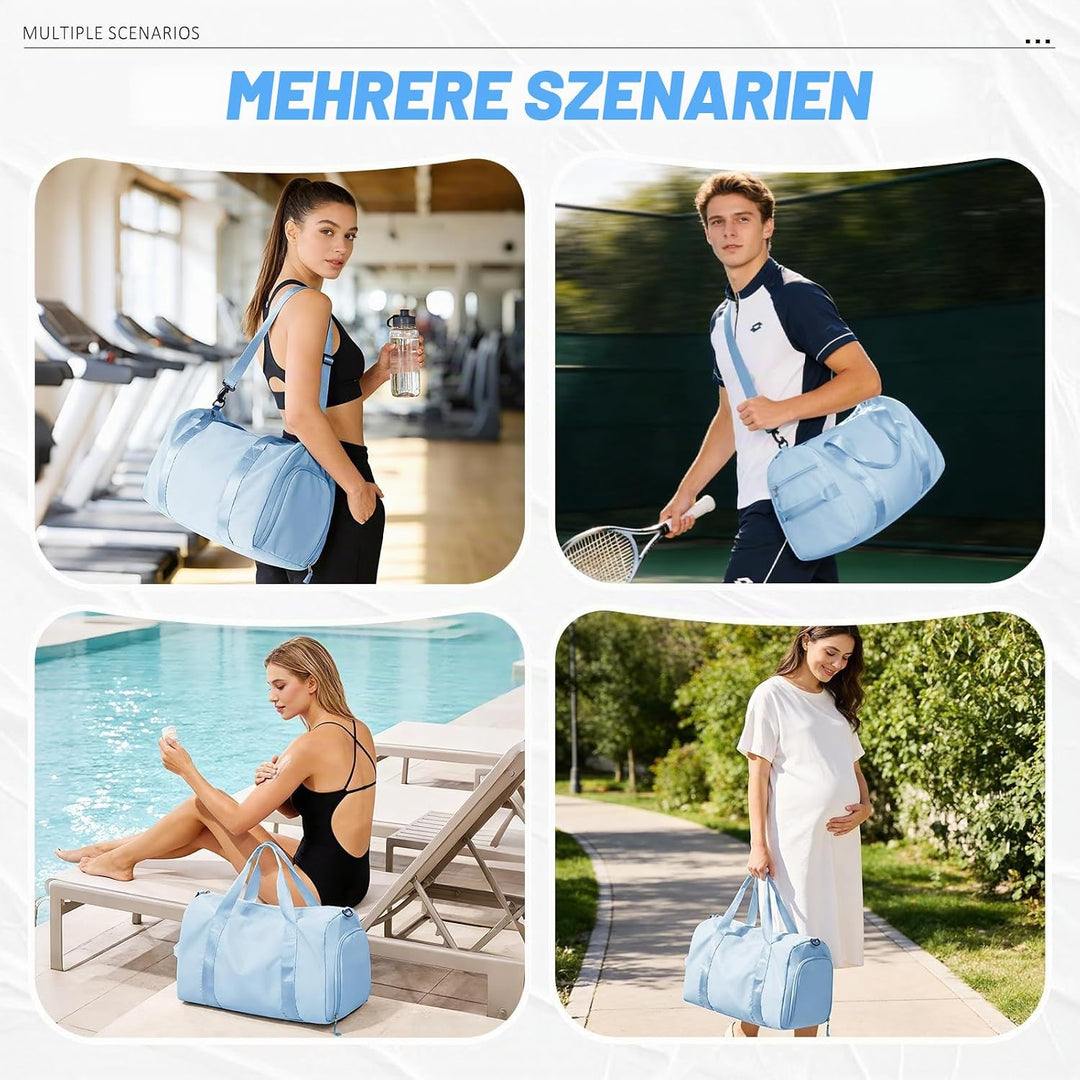 Sport Duffel Bag Damen Herren Sporttasche mit Schuhfach &amp; Nassfach Reisetasche Handgepäck Tasche Spo