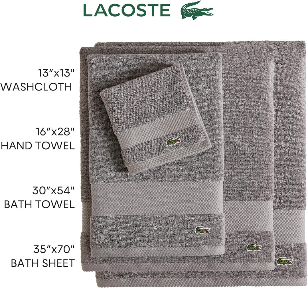 Lacoste Heritage Supima Badetuch, Baumwolle, 88,9 x 177,8 cm, Krokodilgrün Bath Sheet 35x70 Croc Gre