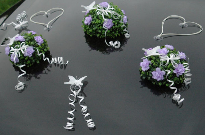 BUCHSBAUM Auto Schmuck Braut Paar Rose Deko Dekoration Autoschmuck Hochzeit Car Auto Wedding Deko Ra