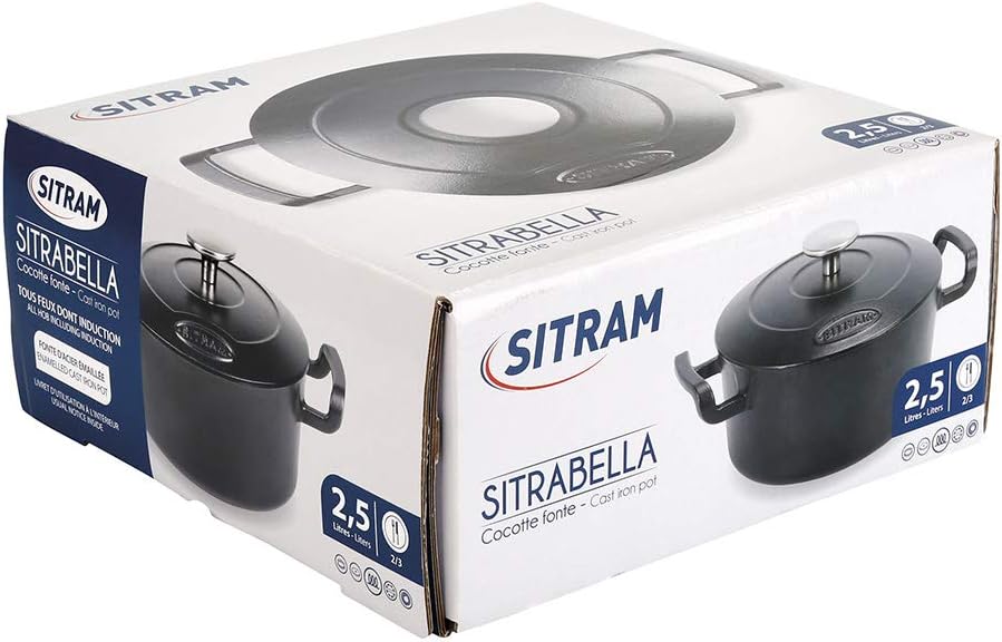 Sitram 711093 Schmortopf Sitrabella aus emailliertem Gusseisen, rund, 2,5 l, für den Innen- und Auss