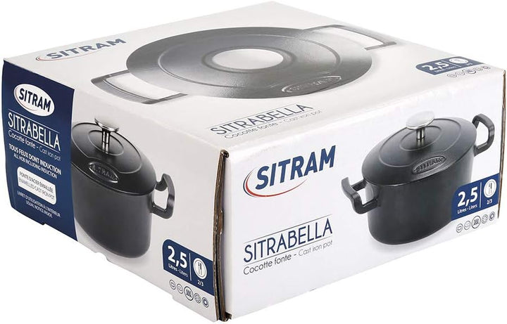 Sitram 711093 Schmortopf Sitrabella aus emailliertem Gusseisen, rund, 2,5 l, für den Innen- und Auss