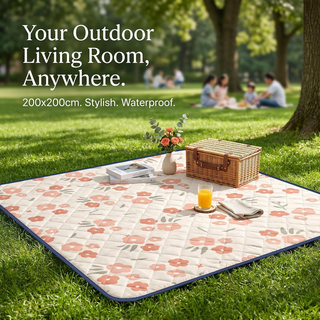 Picknickdecke Wasserdicht, Pikncik Decke Gross, Picknickdecke 200x200cm, Faltbar Leicht Tragbar Outd