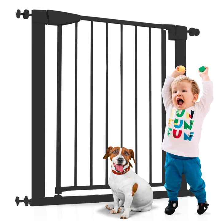 ALMAR Baby Sicherheitsbarriere 61-68 cm schwarz | Einfache Montage ohne Schrauben für Türen, Flure o