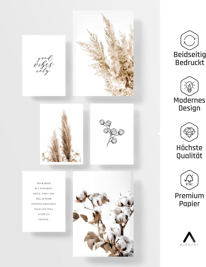 BLCKART Infinity Premium Beige Love Poster Bilder Set Stilvolle Doppelseitige Wendeposter Wohnzimmer