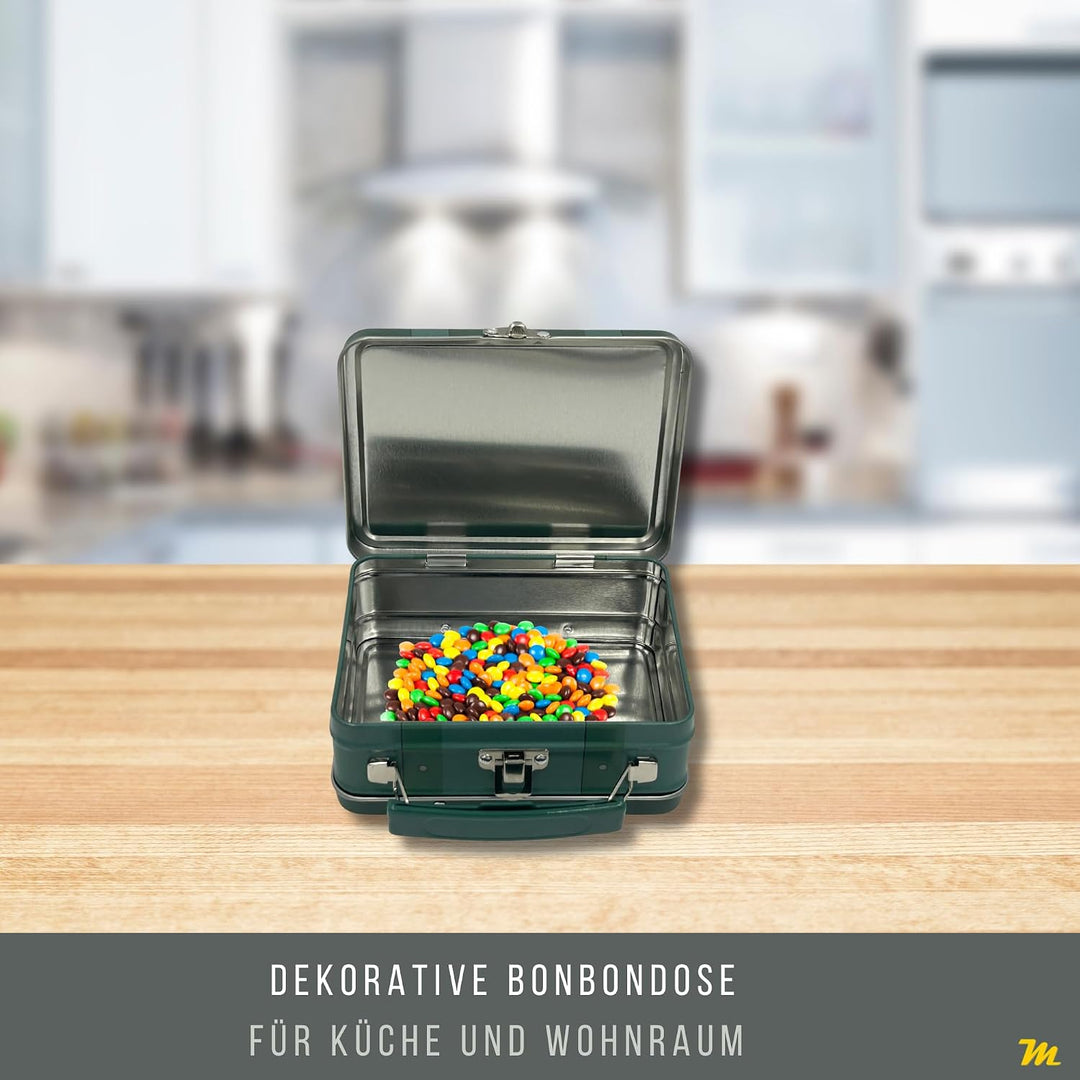 MediMuc Reisekoffer Flowers - Mini Scharnierdeckeldose mit beweglichem Henkel und Stickern - lebensm