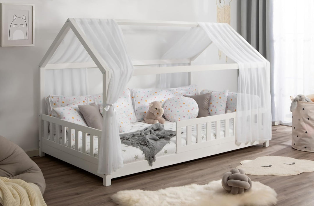 TiCAA Tüll-Set für Hausbett Kay weiss