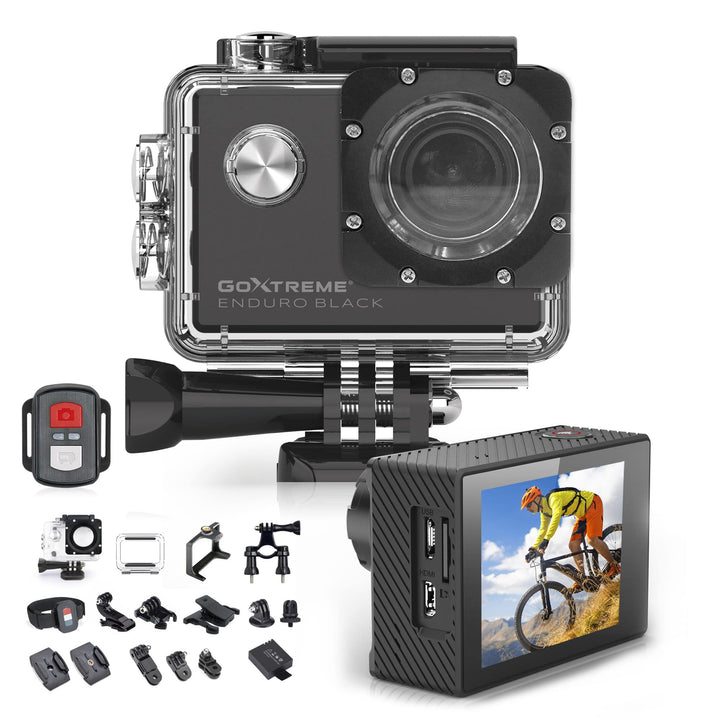 GoXtreme Enduro Black Action Kamera (4K, Real 2, 7K@30fps, FullHD bis 60fps, inkl. Fernbedienung, 2"