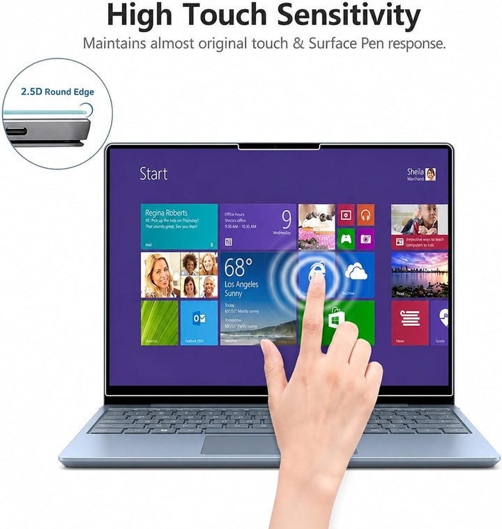 MEGOO Gehärtetem Glas Displayschutzfolie für Microsoft Surface Laptop Go 3/2/1 12.4", 9H Härte, Anti