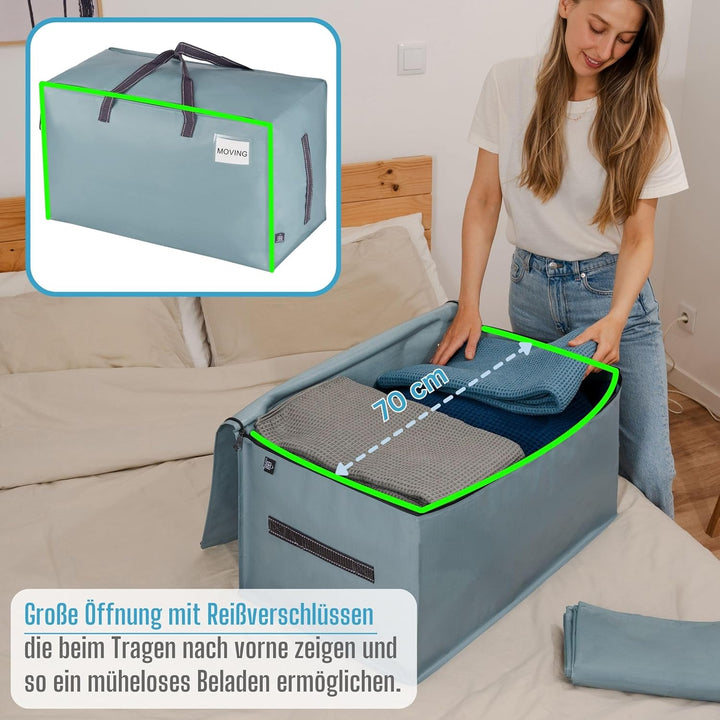 VENO 102 Liter Grosse Aufbewahrungstasche mit Deckel, Strapazierfähige Griffe und Reissverschlüssen